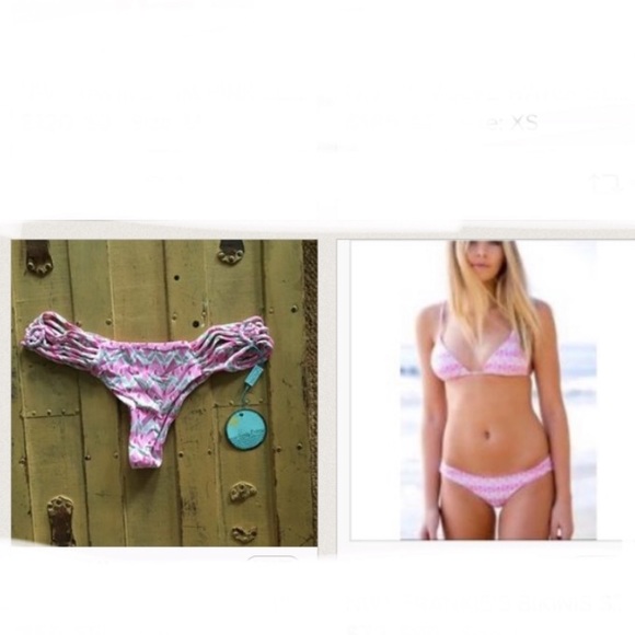 NWT FRANKIE'S BIKINIS BRAND BOHO PATTERN PINK BIKINI BOTTOMS S - Picture 3 of 9